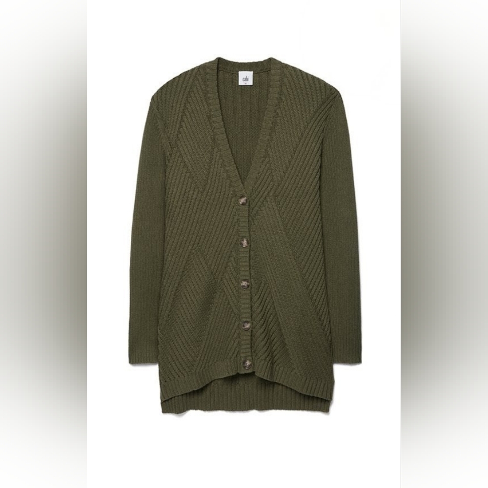 Cabi Aerial Green Knit Cardigan Sweater M